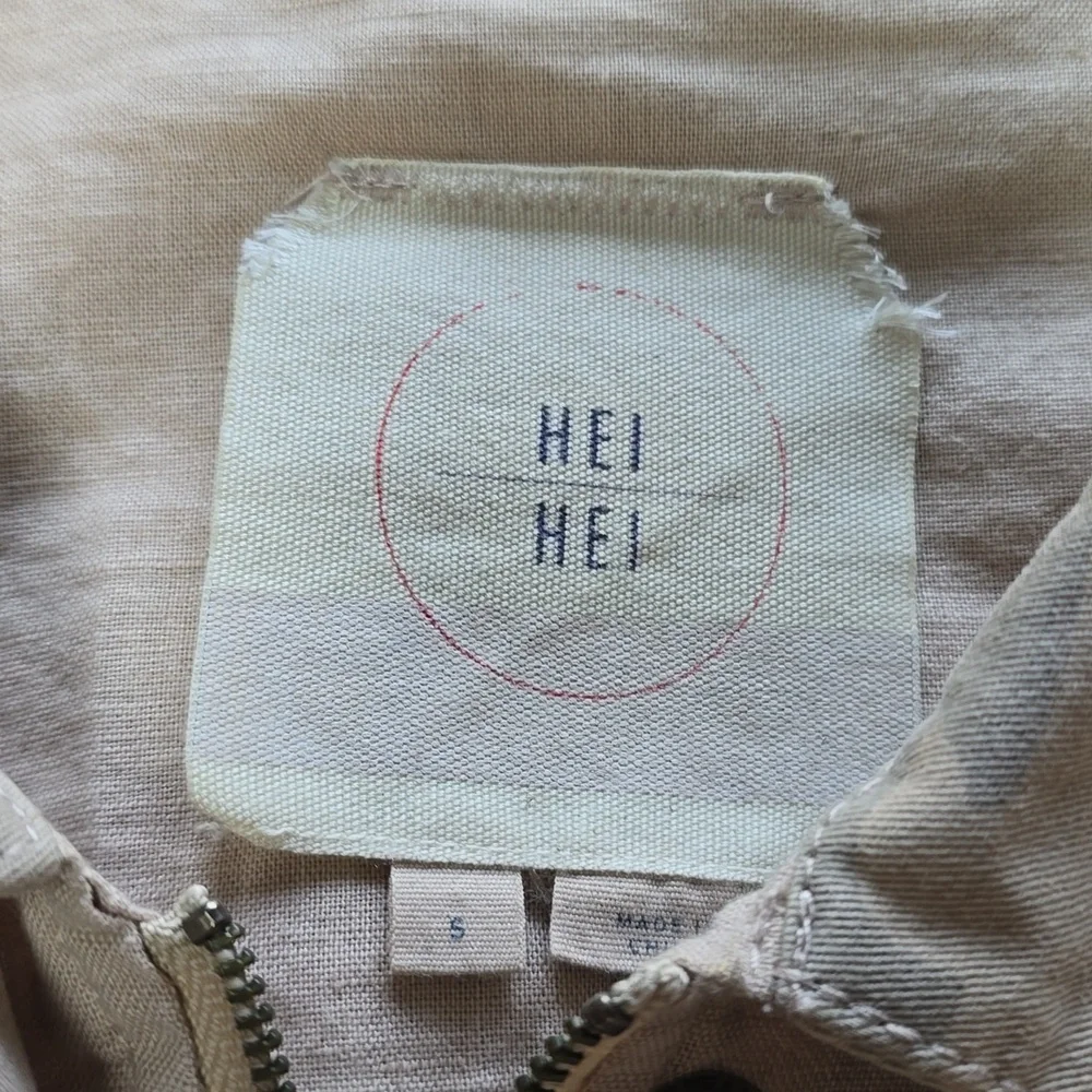 Hei Hei Anthropologie Ronan Camo Cropped Linen Jacket Women's Size S (3mm mark) - Picture 4 of 16